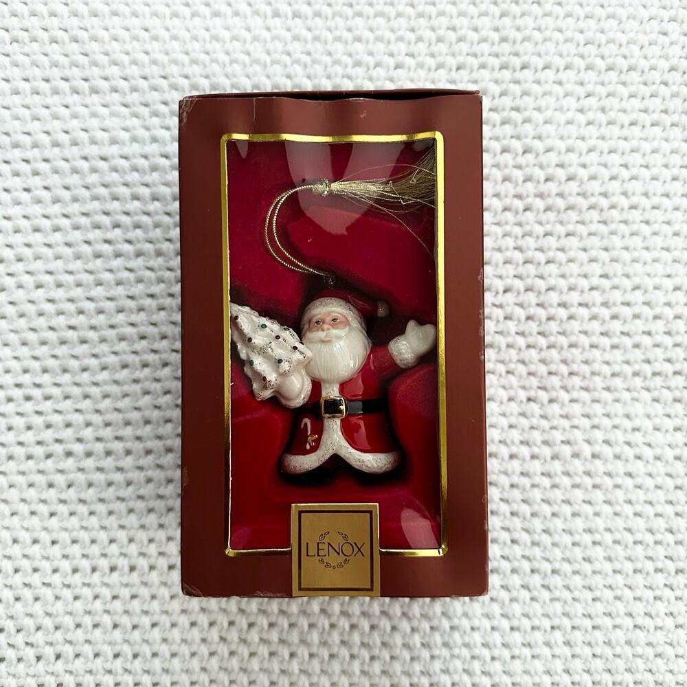 Lenox 2004 Annual Santa Claus Ornament Holding White Tree Special List Box 2.75"